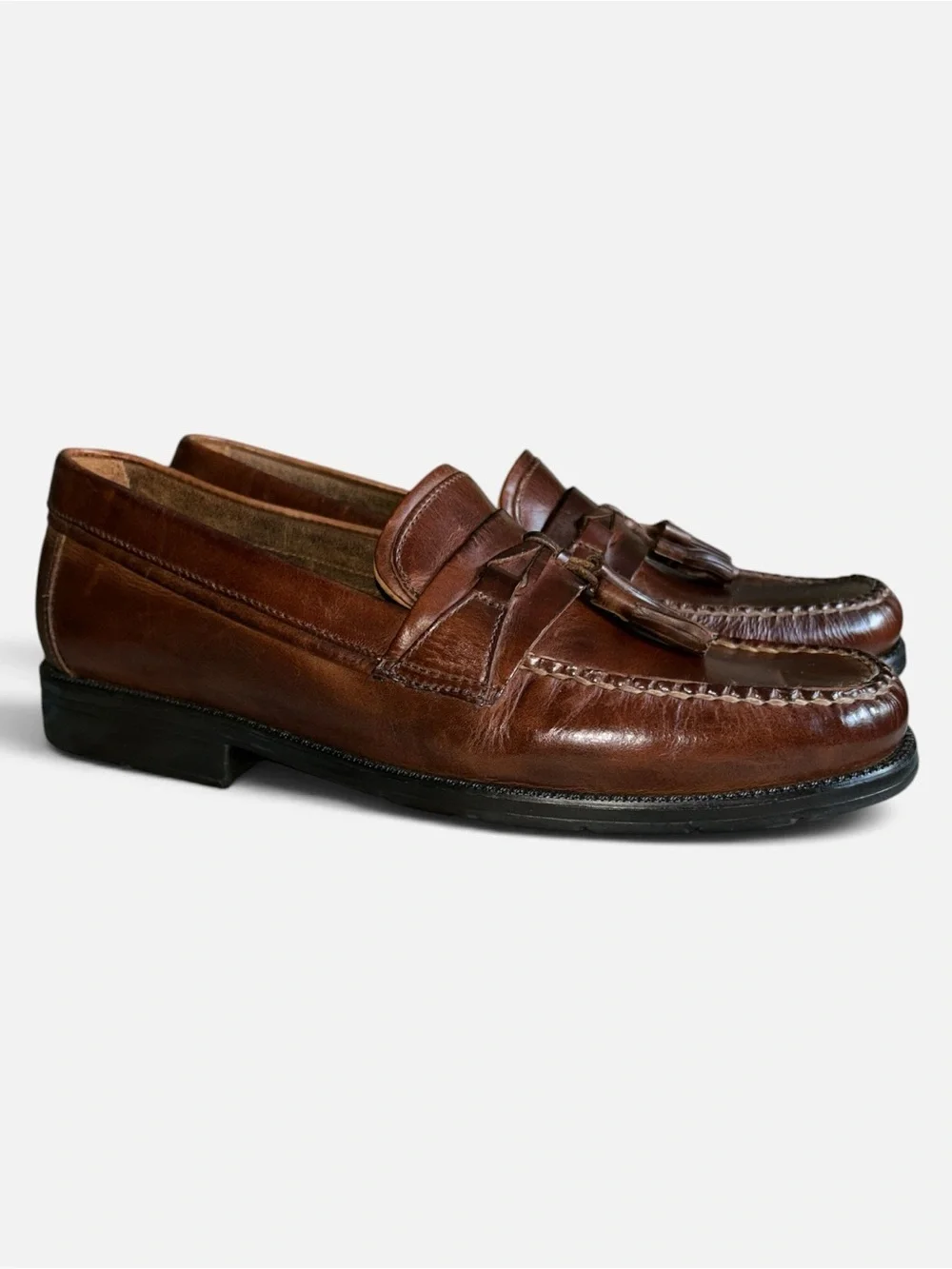 G.H. Bass Pro Flex Adams Brown Leather Tassled Loafers Size 11.5 Preppy Academia